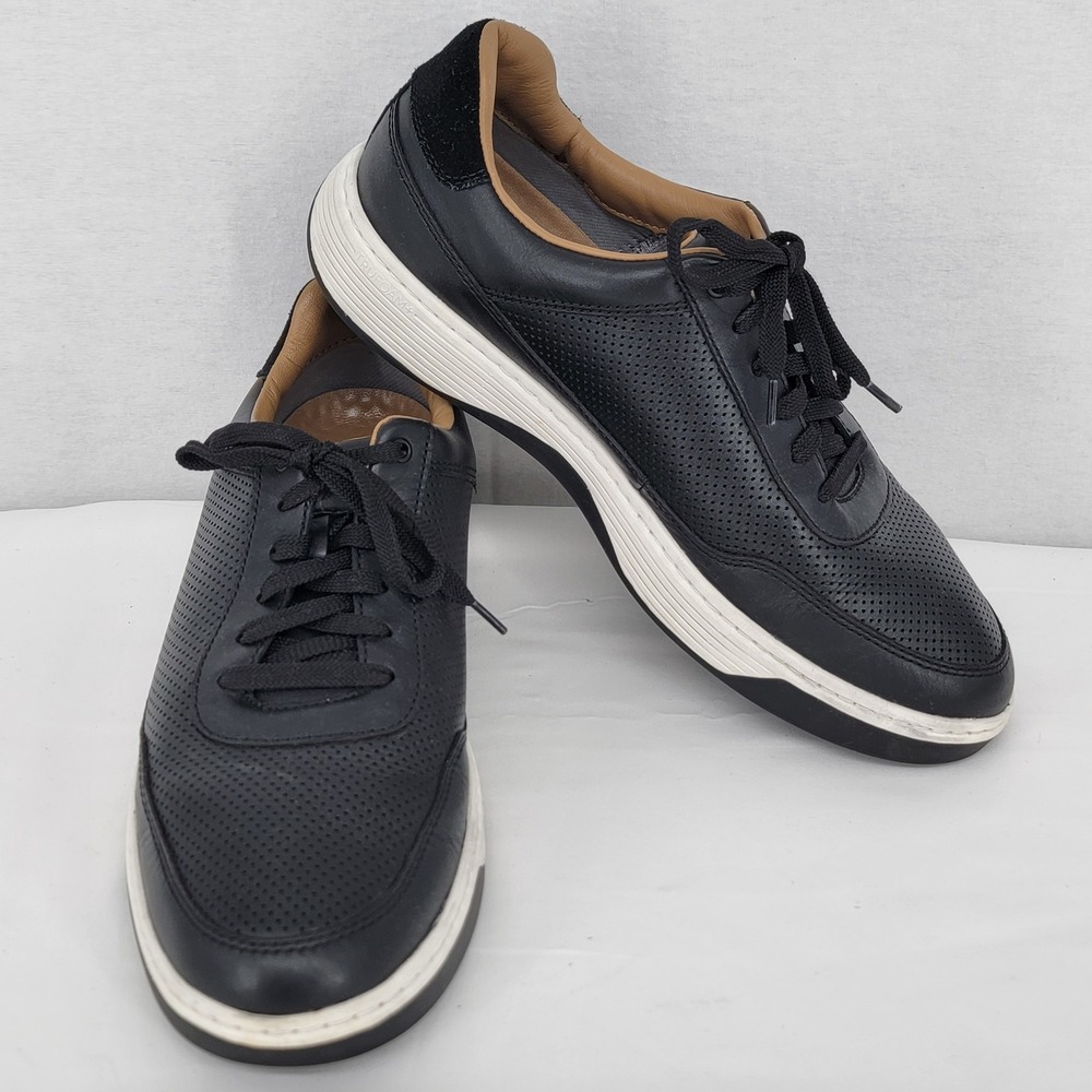 Johnston & Murphy Amherst U-Throat Black Perforated Leather Sneakers Mens
